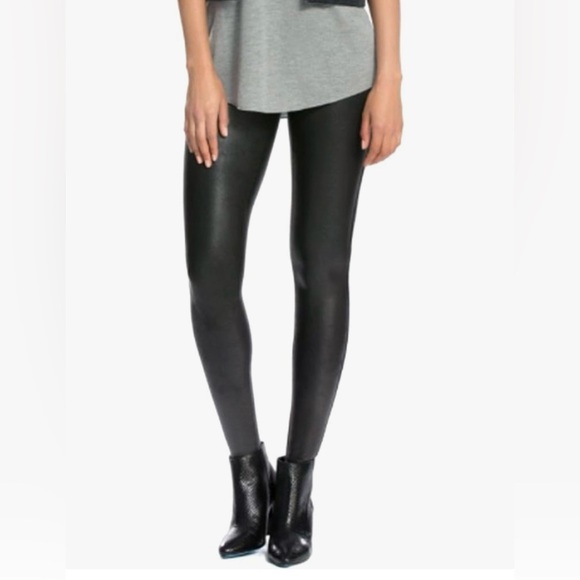 SPANXS Black Metallic Shimmer Tummy Control Smoothing Shaping  Leggings  Sz M - Picture 10 of 11